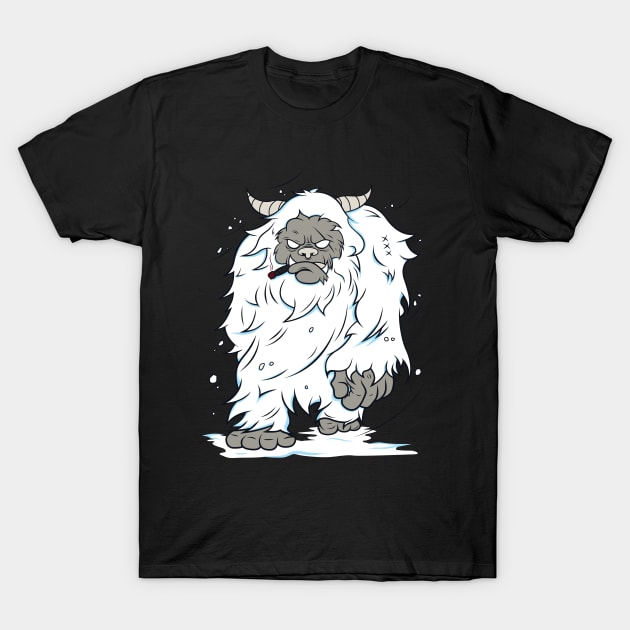 Snow Yeti White Bigfoot T-Shirt by Mako Design 